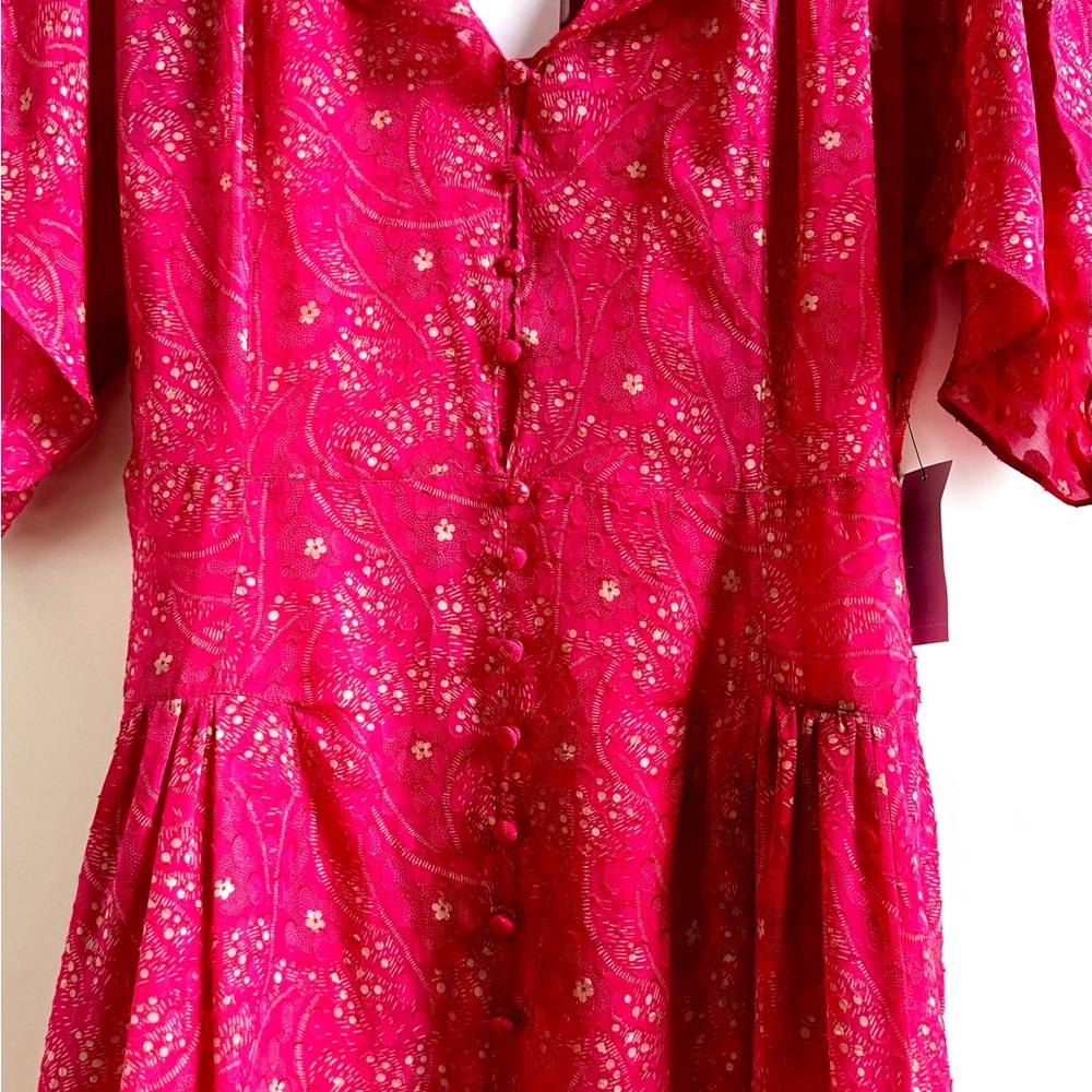 EQUIPMENT PARIS LIGHTWEIGHT SILK MIDI DRESS BUTTON FRONT 6 SMALL FLOWY FEMININE - Picture 6 of 13